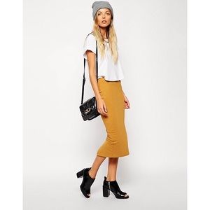 NWT ASOS Midi Pencil Skirt in Camel